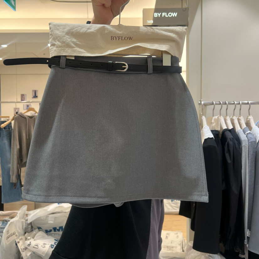 韩国东大门代购 by flow 2026春季新款纯色半身裙（含腰带）,女装/女士精品,半身裙,淘宝优惠券,粉丝福利购,淘宝优惠卷