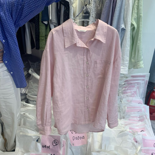 韩国东大门RIVEROOM 26SS夏季新款 简约纯色棉麻宽松衬衫女
