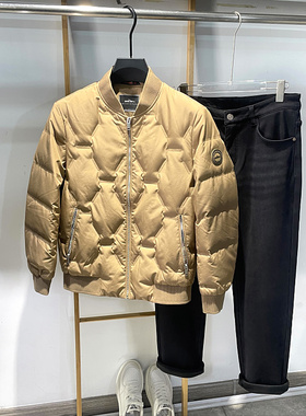 三防鹅绒服【柒P】男冬保暖轻便短款棒球领羽绒服570