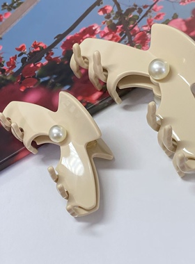 白兔家高品质！细节控！中大号开口珍珠发夹抓夹高定醋酸材质抛光