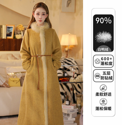 奈希秋冬新款毛领中长款羽绒服