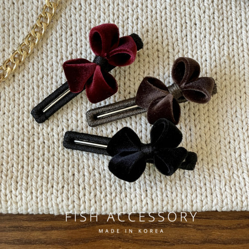 精致细腻丝绒小蝴蝶结边夹