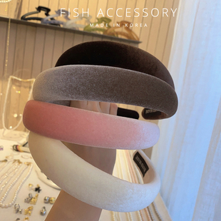 韩国进口秋冬高品质丝绒头箍精致温柔垫高颅顶多色入宽边压发发箍