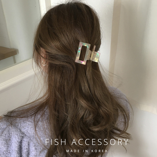 韩国进口ins发抓优雅极光色幻彩盘发发夹简约方形百搭气质女抓夹