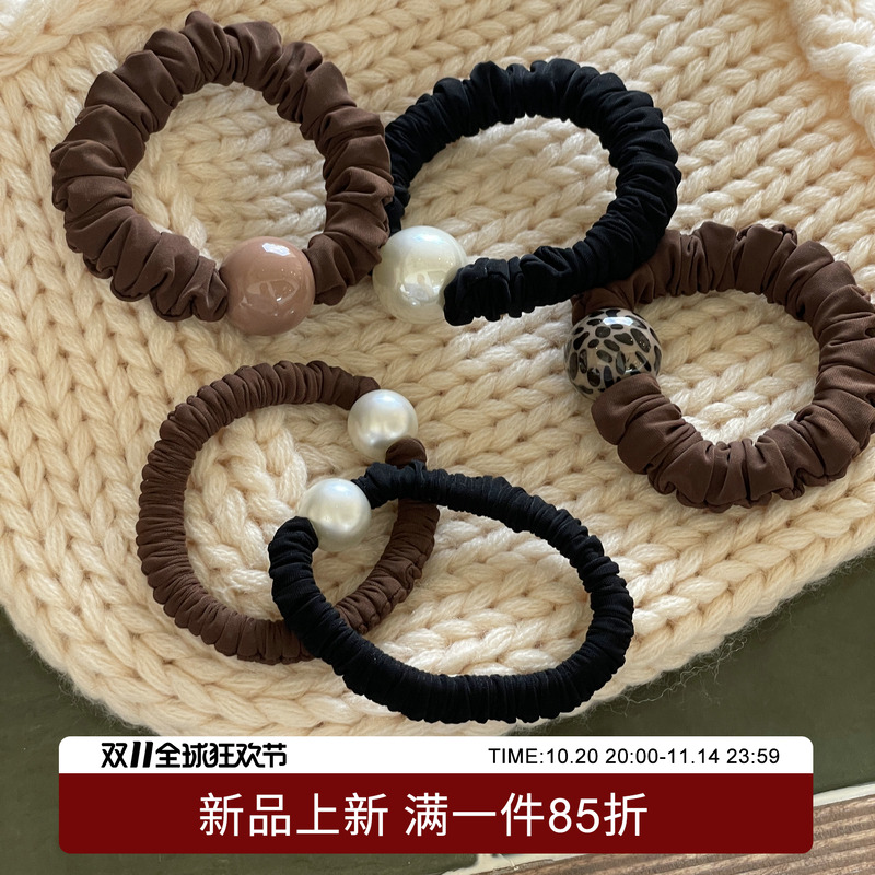 韩国础款发圈百搭气质珍珠发绳