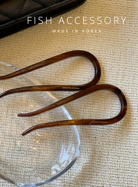 韩国进口高品质簪子chic复古慵懒风焦糖棕暗纹气质简约U形发簪女