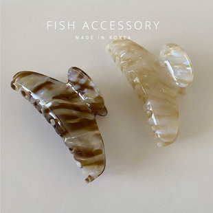 韩国进口France小金标高级感发夹法式 优雅米咖茶棕色发抓盘发抓夹