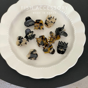 韩国进口France纯黑豹纹发夹可爱刘海夹jennie公主顶夹方圆小抓夹