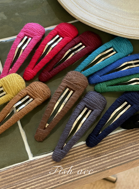 韩国进口简约气质百搭纯手工毛线发夹可爱彩色边夹三角BB夹刘海夹