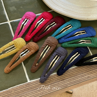 韩国进口简约气质百搭纯手工毛线发夹可爱彩色边夹三角BB夹刘海夹