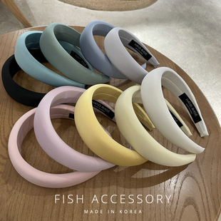 韩国进口高级感缎面头饰美丽淡雅纯色洋气头箍高颅顶海绵宽边发箍
