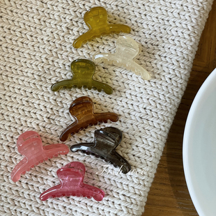 韩国进口迷你小巧可爱小发抓牛油果绿棕色头顶小抓夹公主头刘海夹