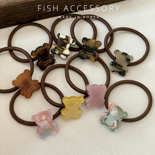 韩国进口France金标可爱卡通小熊皮筋晕染ins风发圈马尾发绳头绳