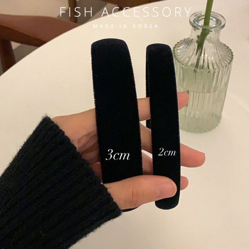 韩国进口发箍丝绒法式纯色黑色