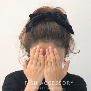 韩国进口赵露思丝绒蝴蝶结发夹百搭气质马尾夹顶夹提高颅顶弹簧夹