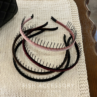 韩国进口法式 超好用发箍刘海丝绒针梳不夹头带齿洋气头箍 日常时尚