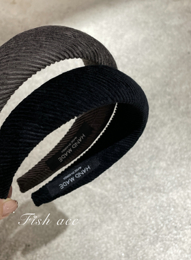 韩国进口气质灰色黑色丝绒海绵打结高颅顶洋气高级感发箍头箍