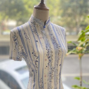 清新文艺素雅旗袍日常简约复古年轻款 JULEE定制 夏日紫藤