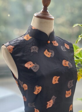 JULEE定制原创萌趣【小橘猫】改良年轻款复古优雅可爱修身旗袍