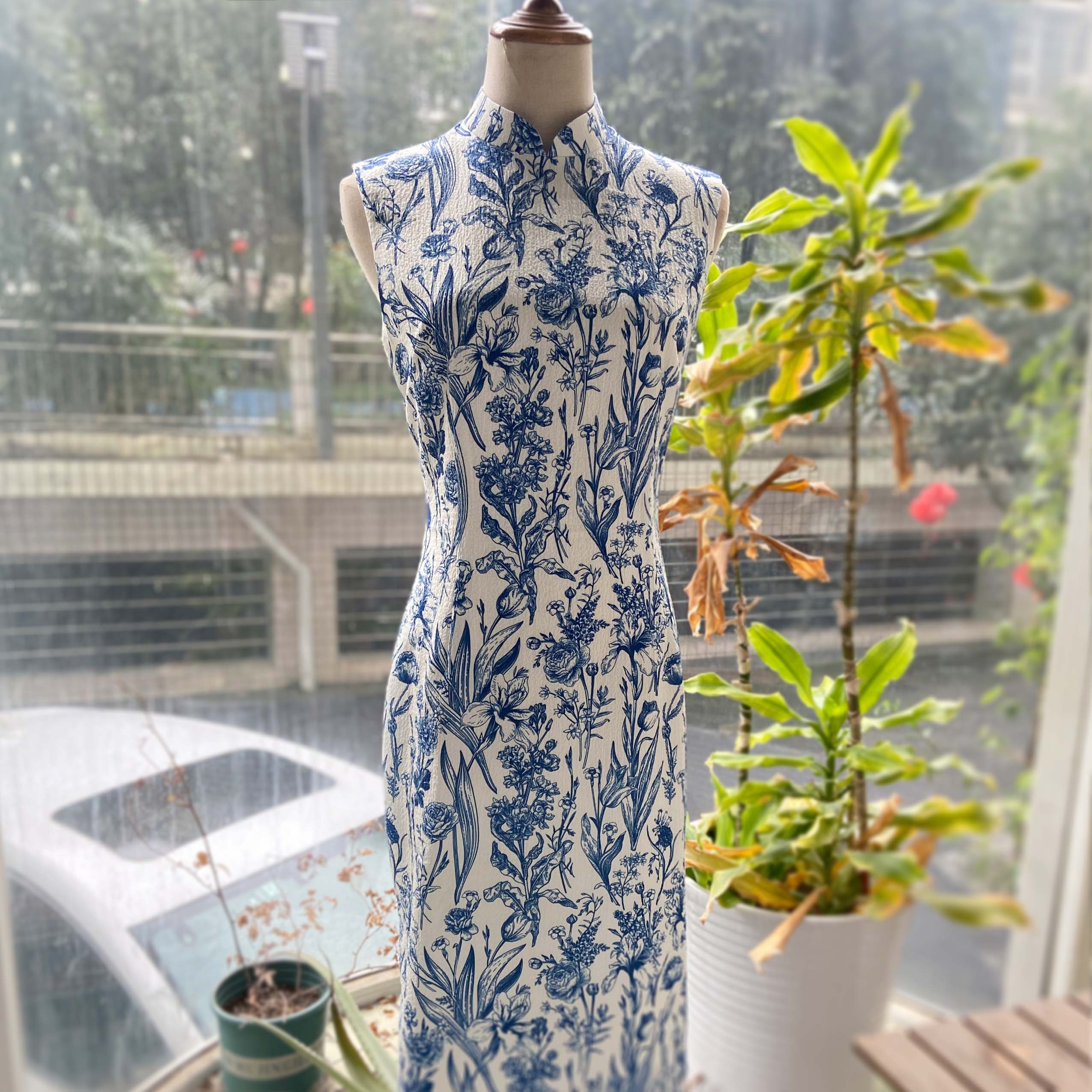 JULEE年轻款日常简约青花瓷旗袍
