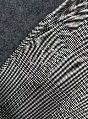 卡里ya尼ku545男士100%绵羊毛简约烫钻格子西裤休闲裤