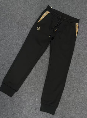 雷迪波er夏季新款ku559男士简约薄款黑色休闲运动裤