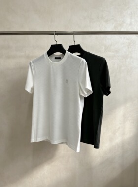 砖柜1590欧dudt072男士夏季轻奢暗纹高级感圆领休闲百搭短袖T恤