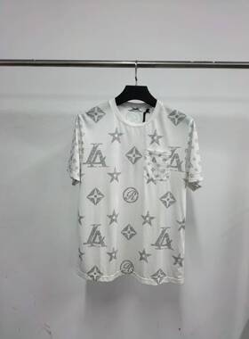 卡里ya尼dt017男士夏季高端字母圆领短袖T恤满印字母