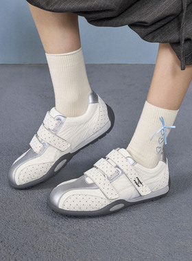 玛速主义2026新款魔术贴休闲鞋轻便运动鞋百搭平底板鞋女春季波点