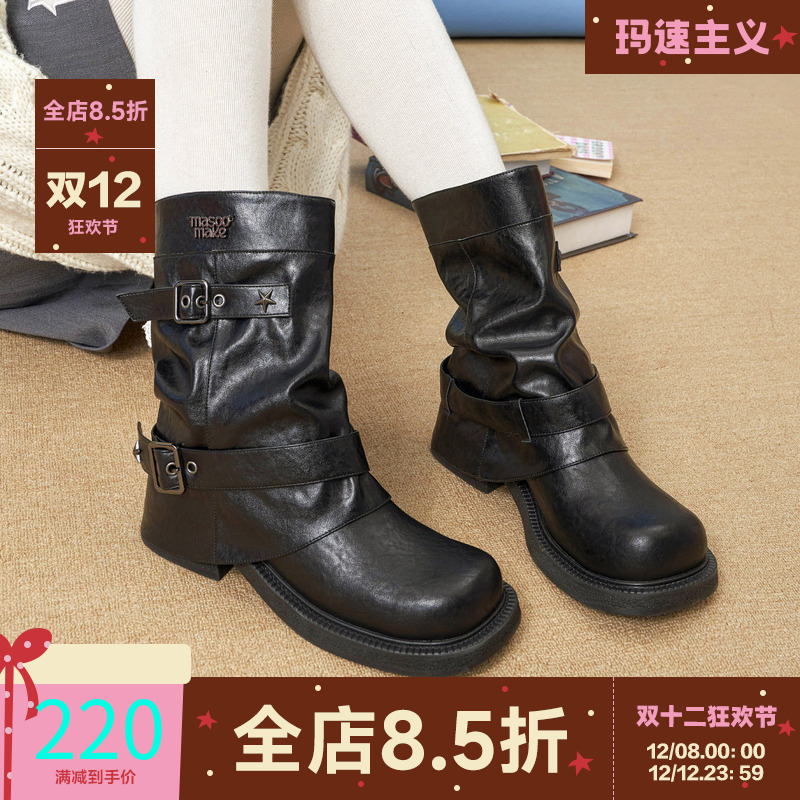 玛速主义复古百搭骑士靴