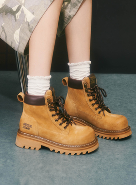 玛速主义2026年春季新款复古百搭大黄靴时尚休闲马丁靴厚底短靴女