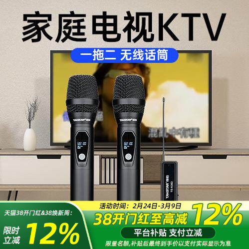 得胜TS-K300无线麦克风一拖二k歌全民家用唱歌ktv连音响户外通用