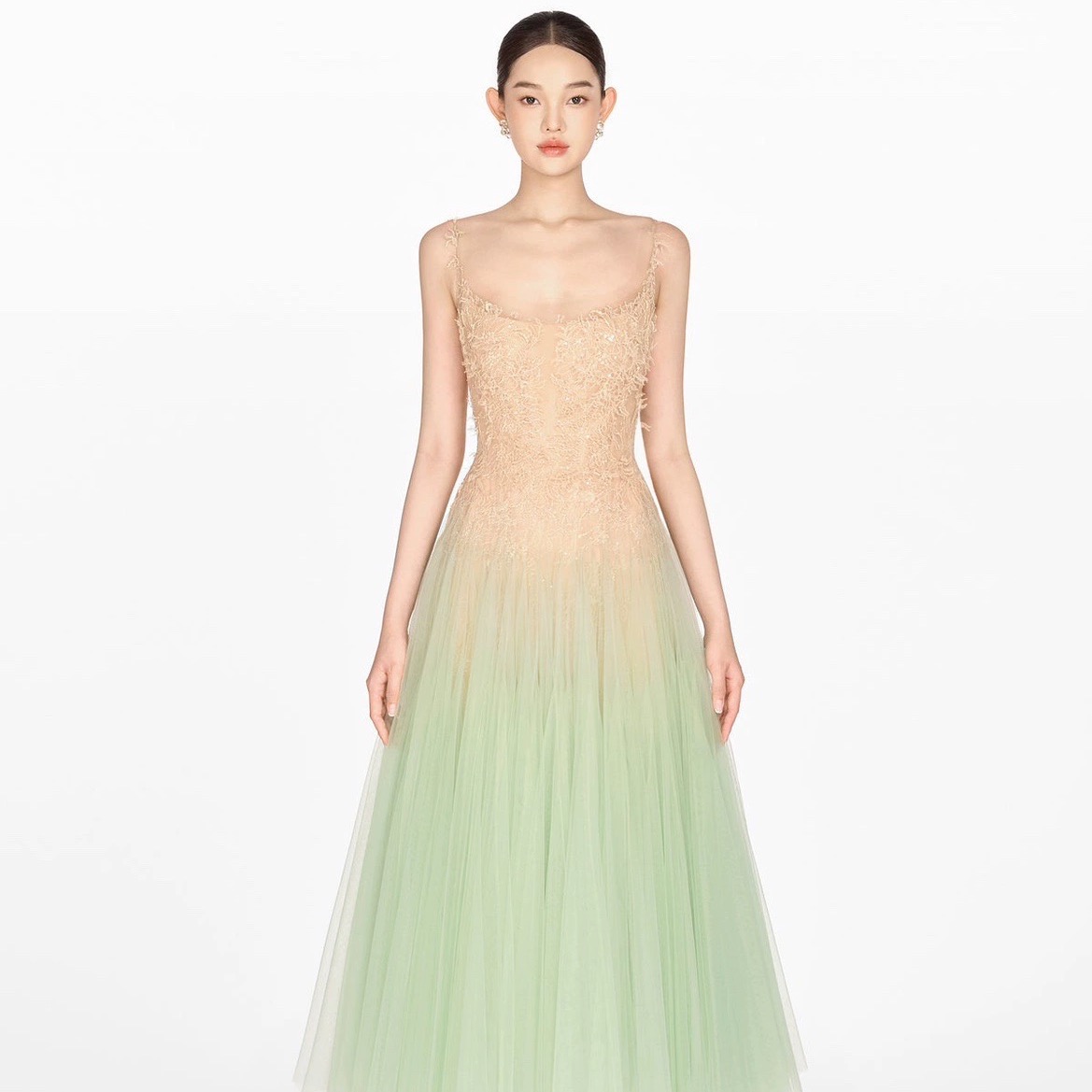 Montsand/Lobbster正品授权24FW Mint Ombre 蕾丝薄荷绿连衣裙