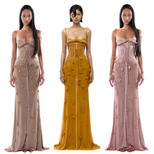 Huelley Rose正品25SS 女吊带连衣裙橘粉棕色辣妹小众设计师越南