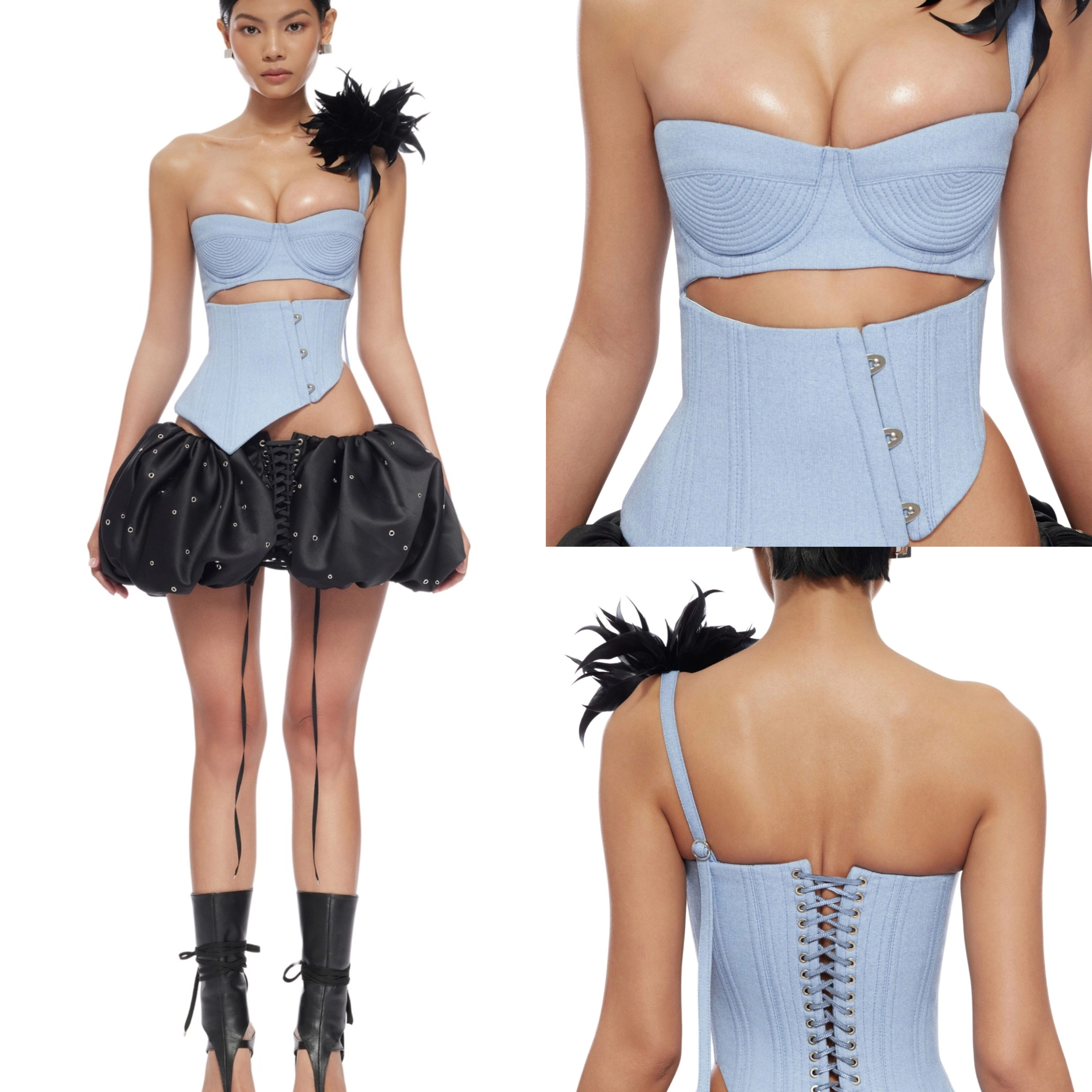 Fanci Club正品25SS 女紧身胸衣蓝色辣妹小众设计师越南