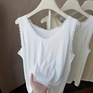 弹力背心宽肩蕾丝内搭外穿吊带女 螺纹圆领大码 佐丹伊31026 新款