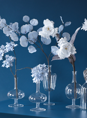 花艺装置材料梦幻蓝色婚礼绢花仿真假花尤加利叶插花婚礼家居室内