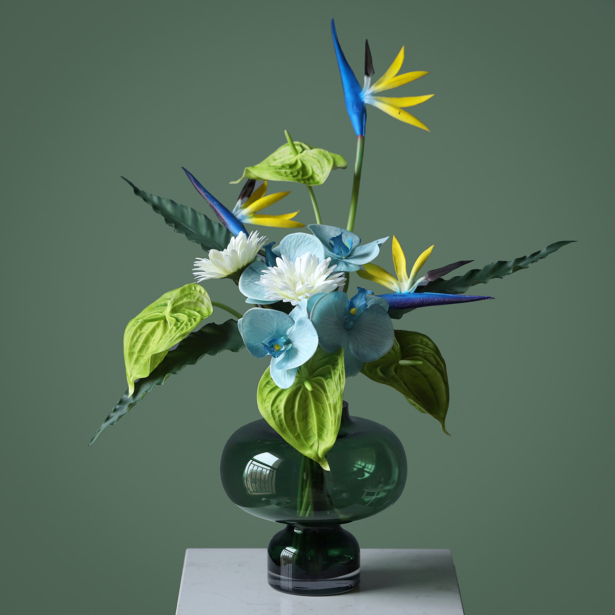 青绿山水系列仿真花束设计师花植空间材料婚礼绢花插花家居室内
