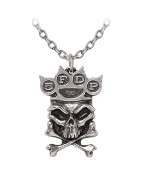 Alchemy Gothic A牌5FDP五指死拳乐队骷髅头皇冠项链条吊坠PP532
