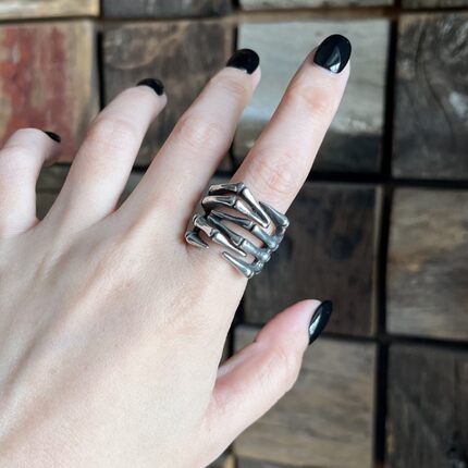 Alchemy Gothic R255 A牌哥特暗黑复古骷髅手指开口戒指指环饰品