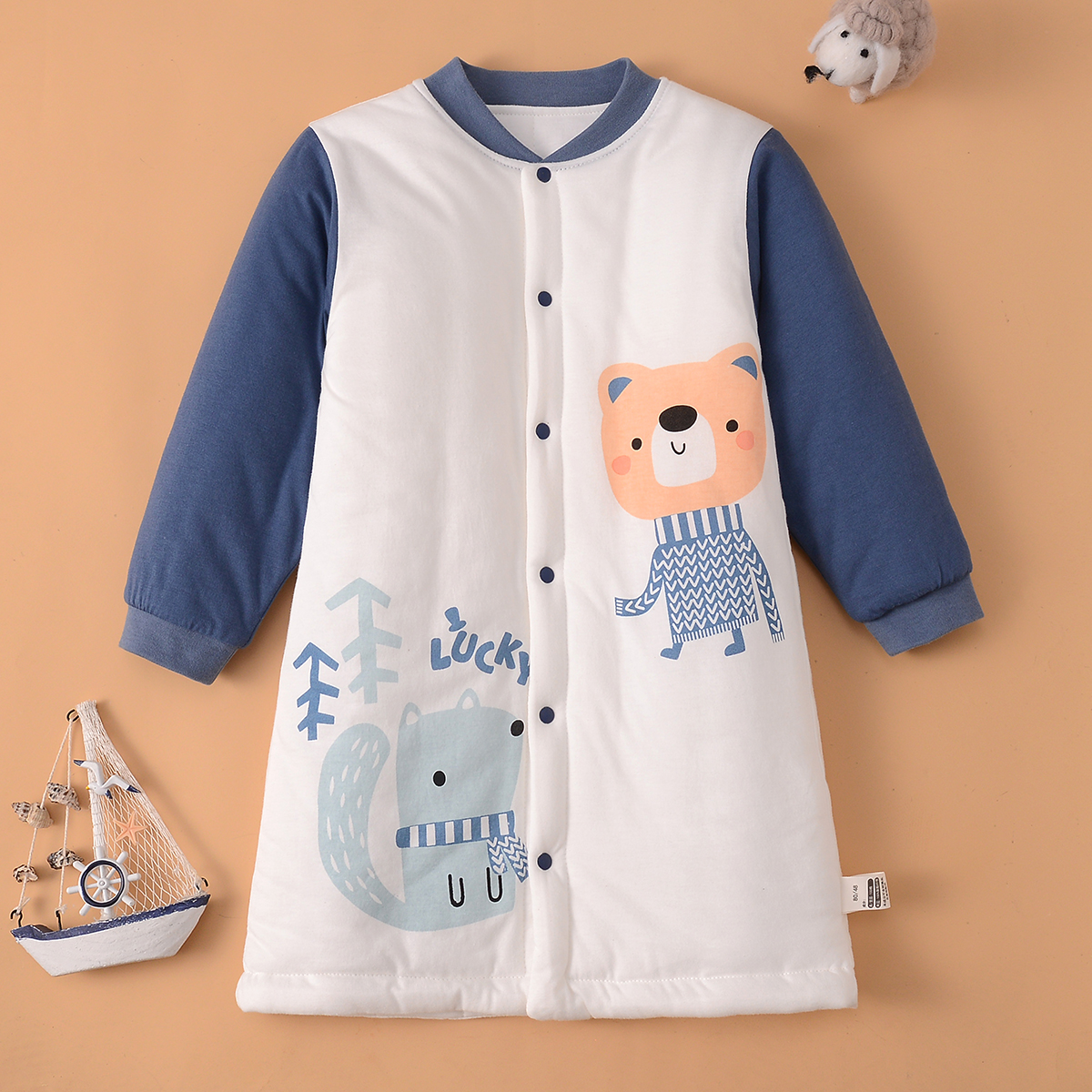 宝宝纯棉保暖睡袍冬季