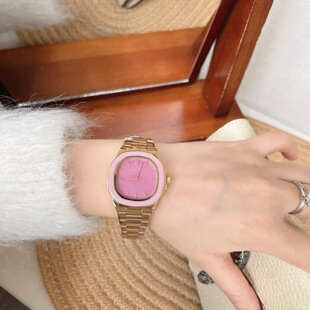 米莉莎正品新款钢带手表小众甜宠甜酷高级粉色时尚百搭女士手表