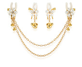 珍珠乳环铃铛免打孔无洞情趣嘴唇夹胸环无需穿孔拉长乳夹头钉配饰