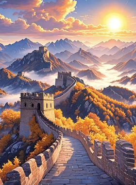 G02689万里长城会客办公室背景墙纸壁纸酒店宾馆前台会议厅墙布