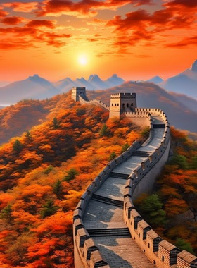 G02689万里长城会客办公室背景墙纸壁纸酒店宾馆前台会议厅墙布