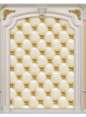 X01138高清环保无缝金色仿护板玫瑰软包电视沙发背景壁画壁纸墙布