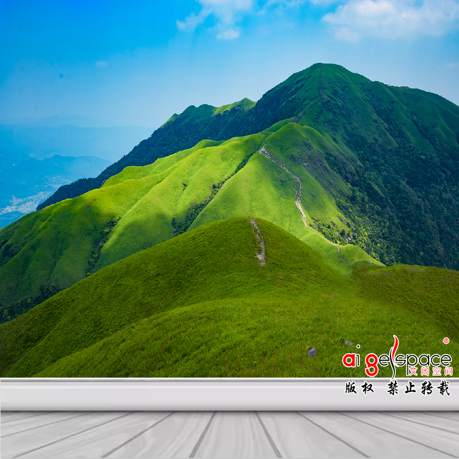 3D青山大山风景笔架山自粘山靠山有山无水办公室客厅背景画FJ5830
