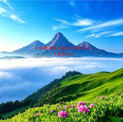 3D青山大山风景笔架山鲜花山靠山有山无水前罩后靠背景画FJ6722
