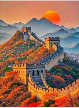 G02689万里长城会客办公室背景墙纸壁纸酒店宾馆前台会议厅墙布