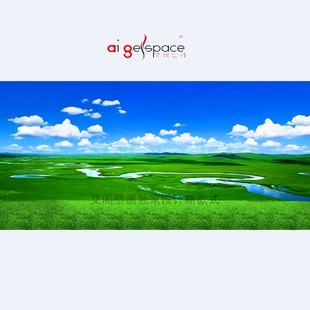 FJ0118高清巨幅呼伦贝尔大草原牛羊电视背景墙蒙古包快手直播烧烤